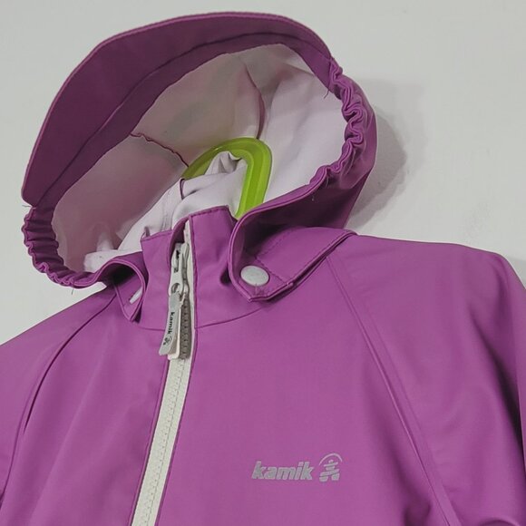 Kamik Kid's Purple Pockets Lightweight & Water-Resistant Hooded Rain Coat Size 2 - Picture 4 of 13